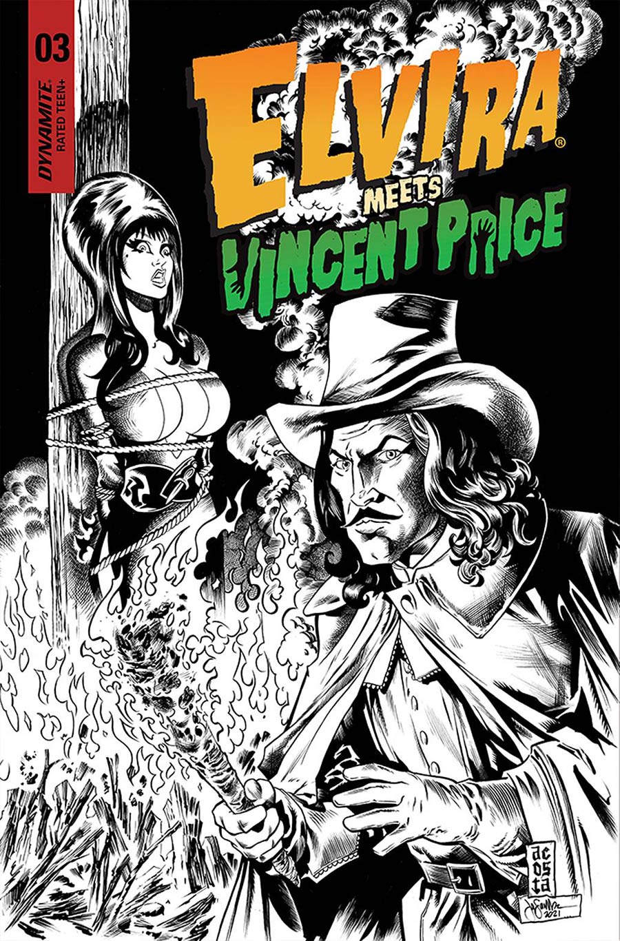 Elvira Meets Vincent Price #3 Cover G Incentive Dave Acosta Line Art Cover