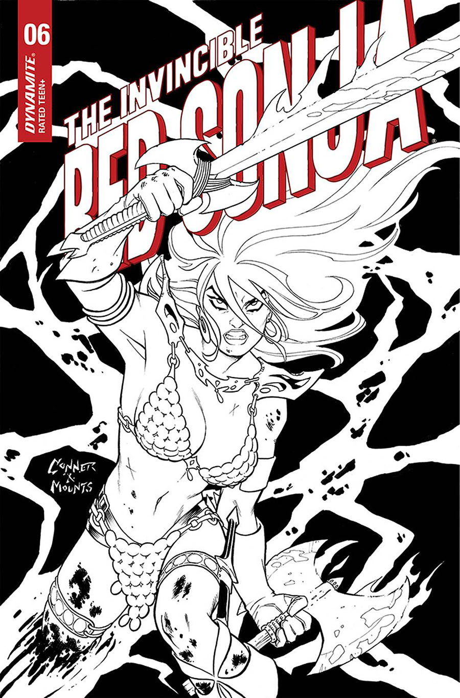 Invincible Red Sonja #6 Cover G Incentive Amanda Conner Black & White Cover