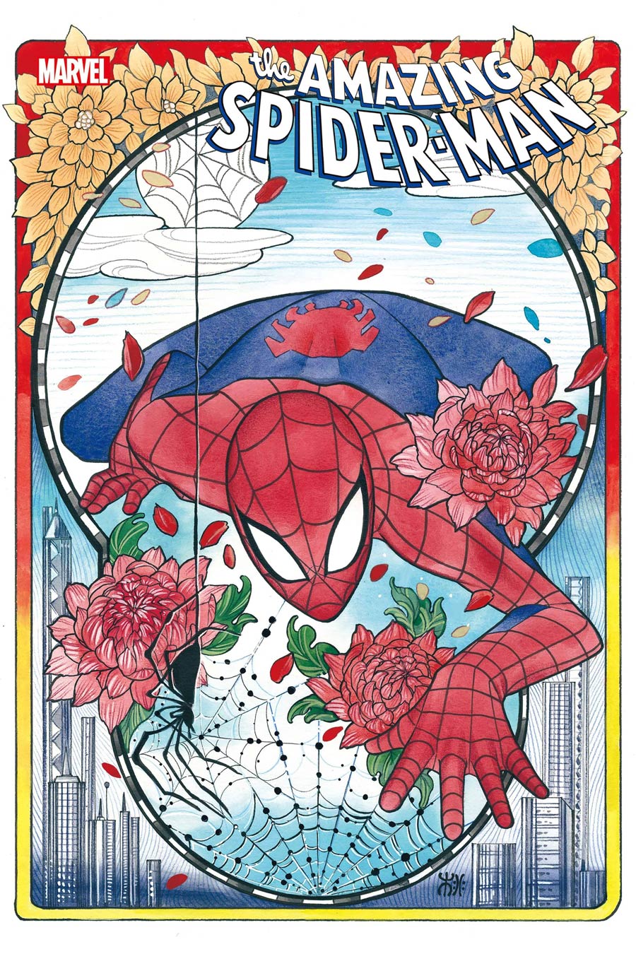 Amazing Spider-Man Vol 5 #74 Cover O DF Peach Momoko Variant Cover Gold Signature Series Signed By Nick Spencer