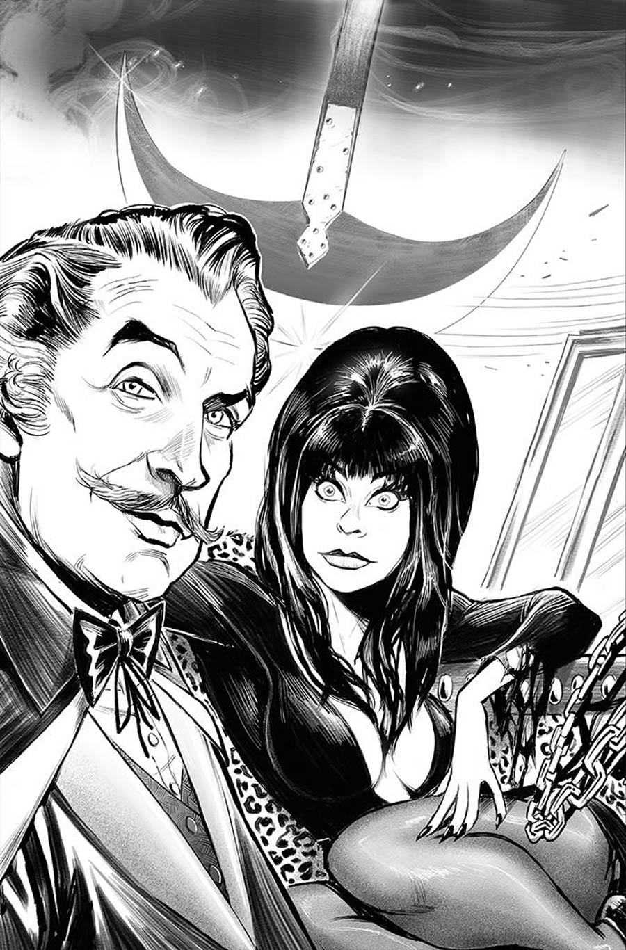 Elvira Meets Vincent Price #1 Cover Q Incentive Juan Samu Line Art Virgin Cover