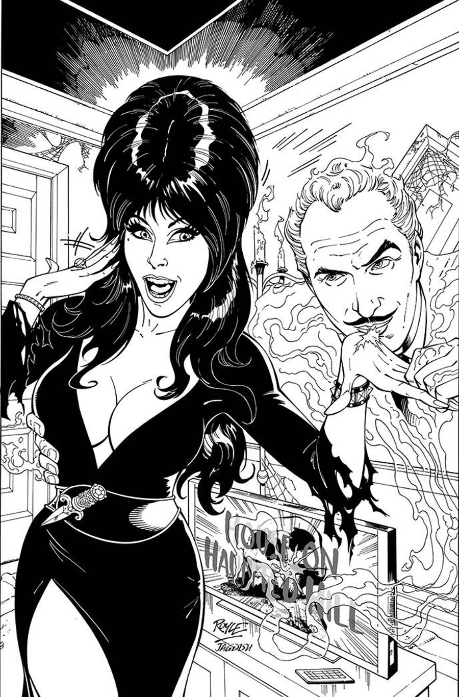 Elvira Meets Vincent Price #1 Cover R Incentive John Royle Line Art Virgin Cover