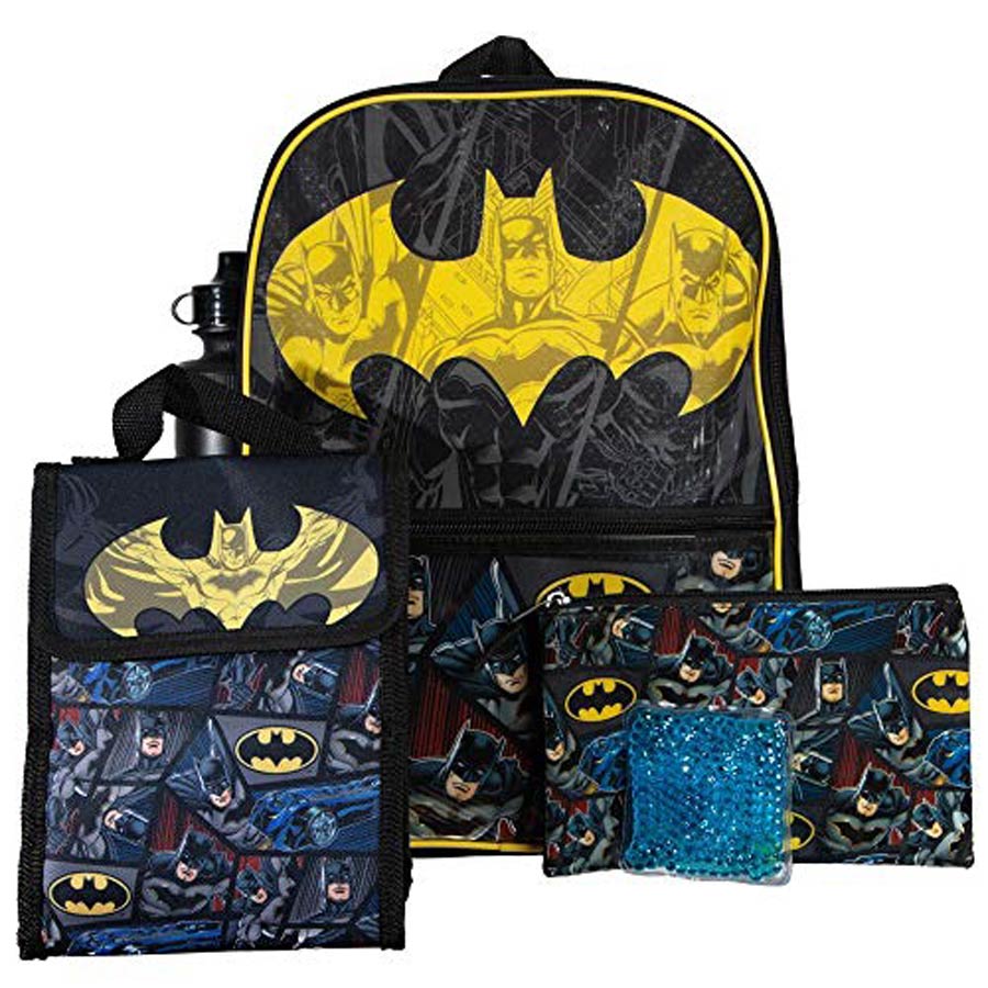 DC Comics Batman 5-Piece Backpack Set (Older Edition)
