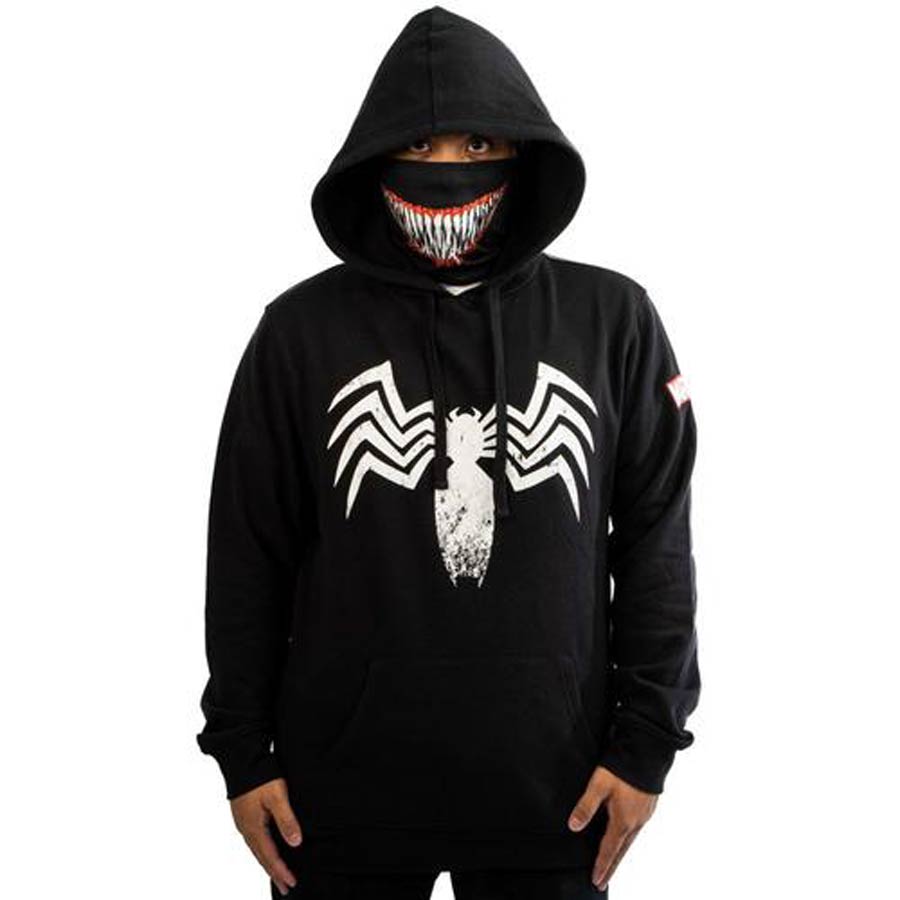Marvel Venom Smile With Built-In Gaitor Lightweight Hoodie Small