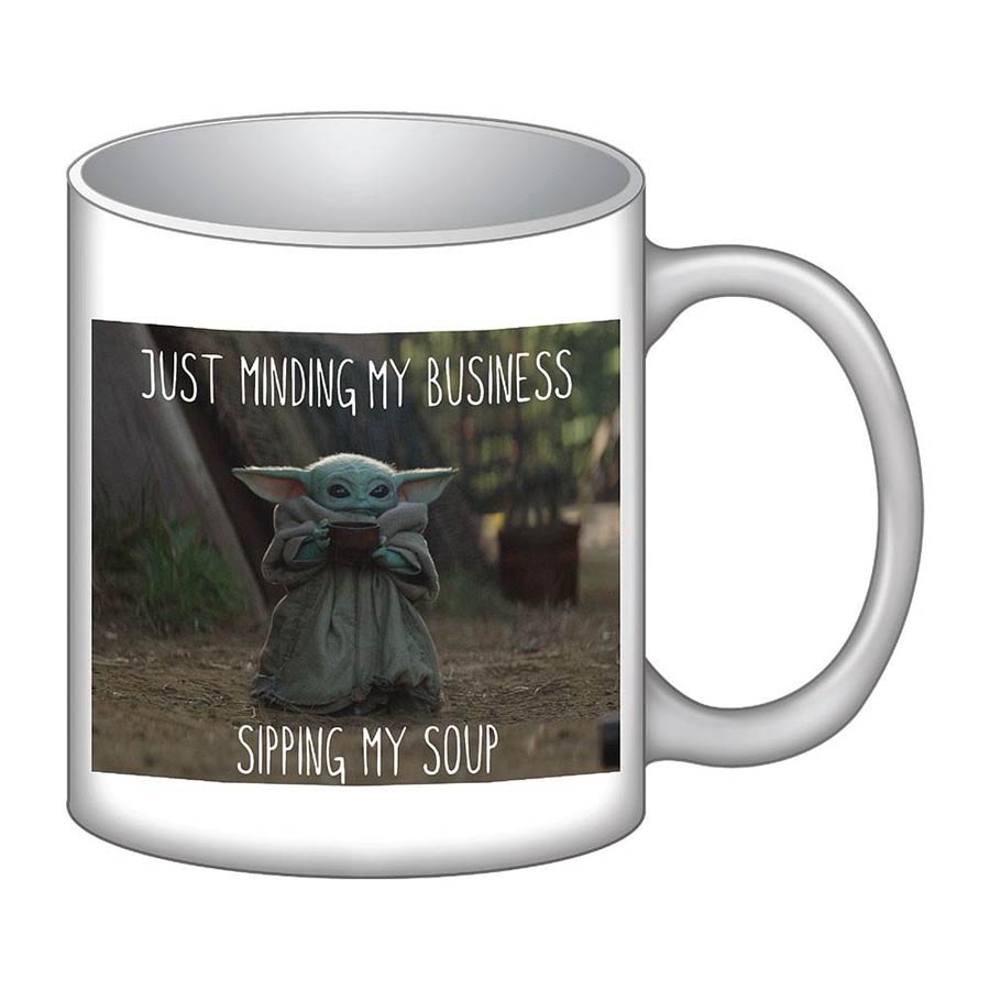 Star Wars The Mandalorian Grogu Sipping Soup Meme 16-Ounce Ceramic Mug