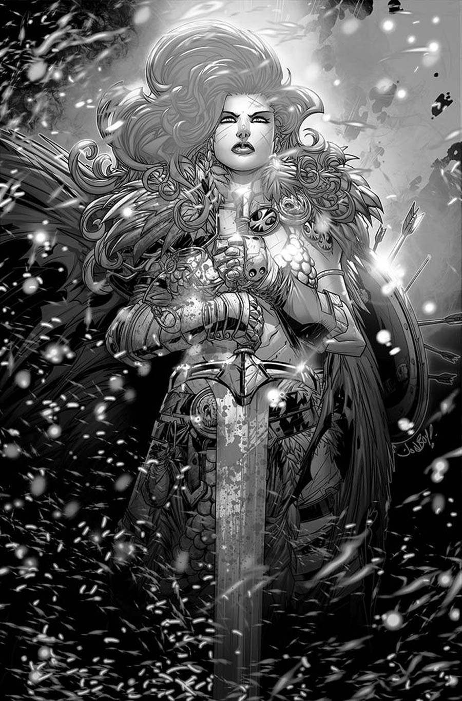 Red Sonja Black White Red #2 Cover P Variant Jonboy Meyers Black & White Virgin Cover