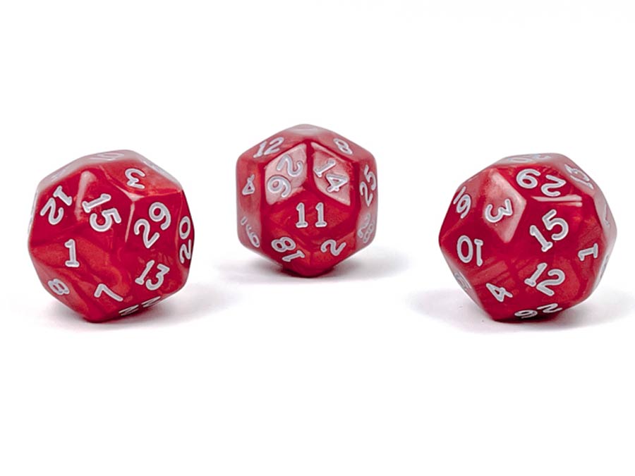 Pearlescent Polyhedral Red/White d30