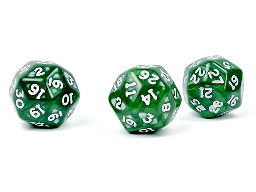 Pearlescent Polyhedral Green/White d30
