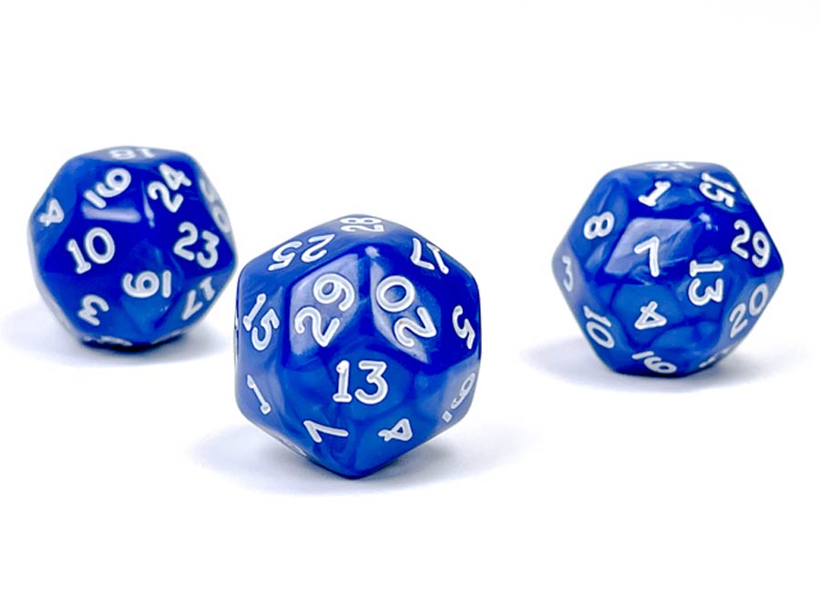 Pearlescent Polyhedral Blue/White d30