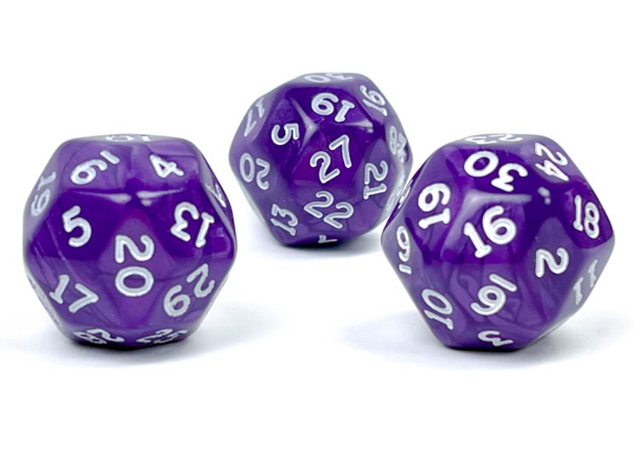 Pearlescent Polyhedral Purple/White d30