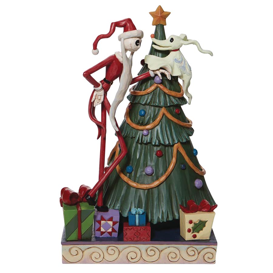 Disney Traditions Nightmare Before Christmas Santa Jack And Zero With Tree 10.8-Inch Figurine