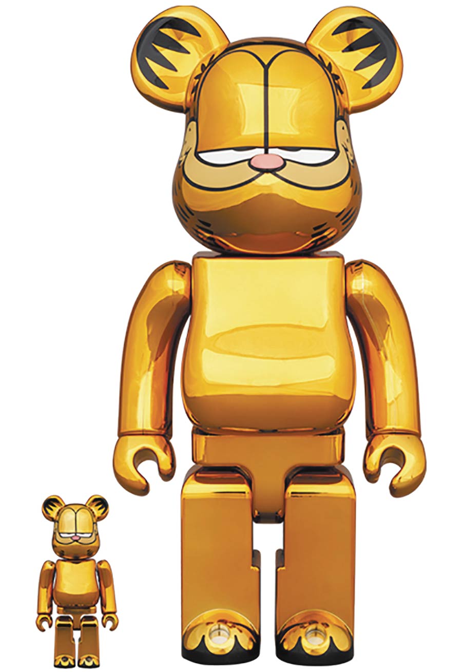Garfield Gold Chrome 100 Percent & 400 Percent 2-Pack Bearbrick