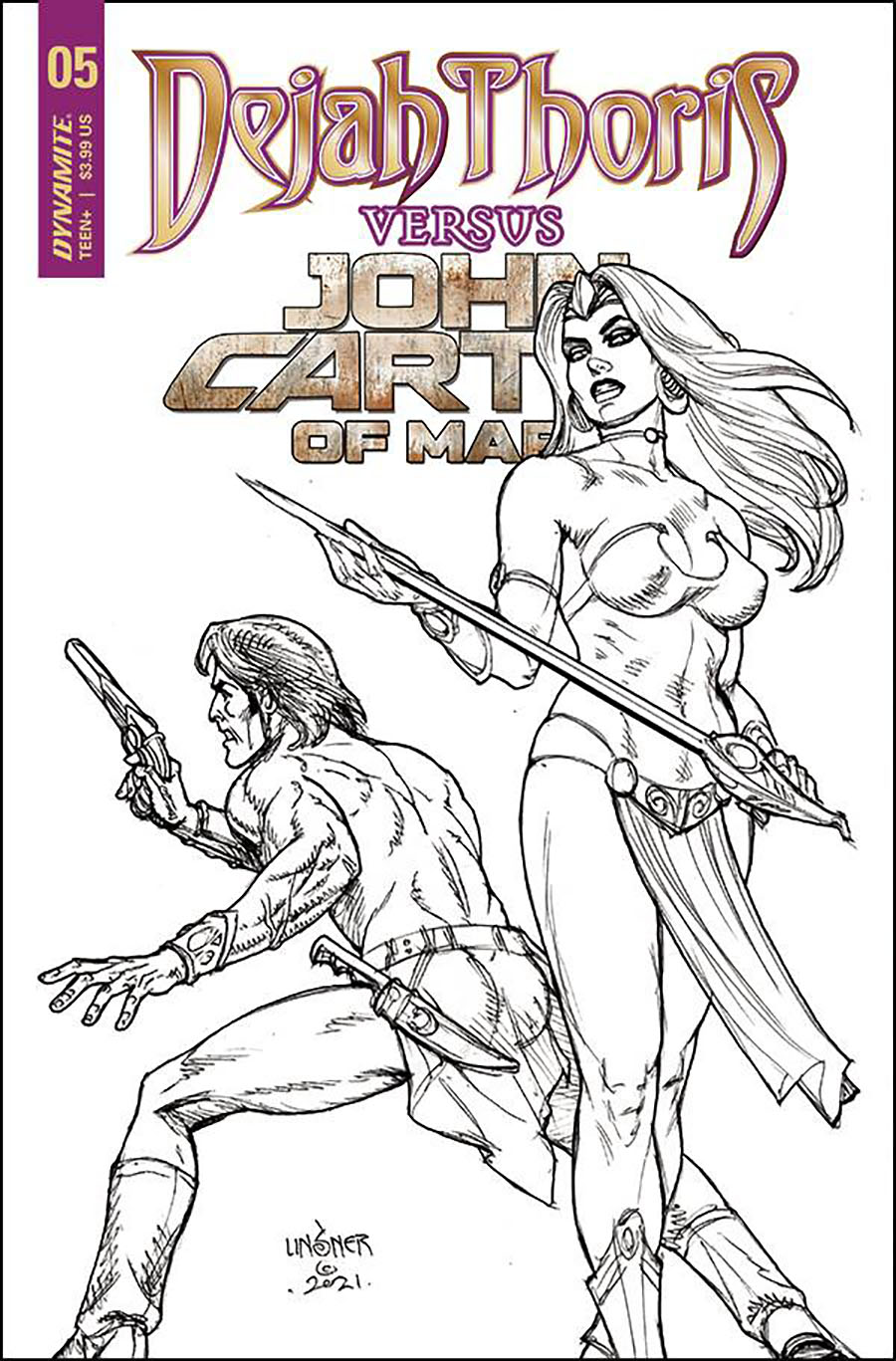 Dejah Thoris Versus John Carter Of Mars #5 Cover H Incentive Joseph Michael Linsner Black & White Cover