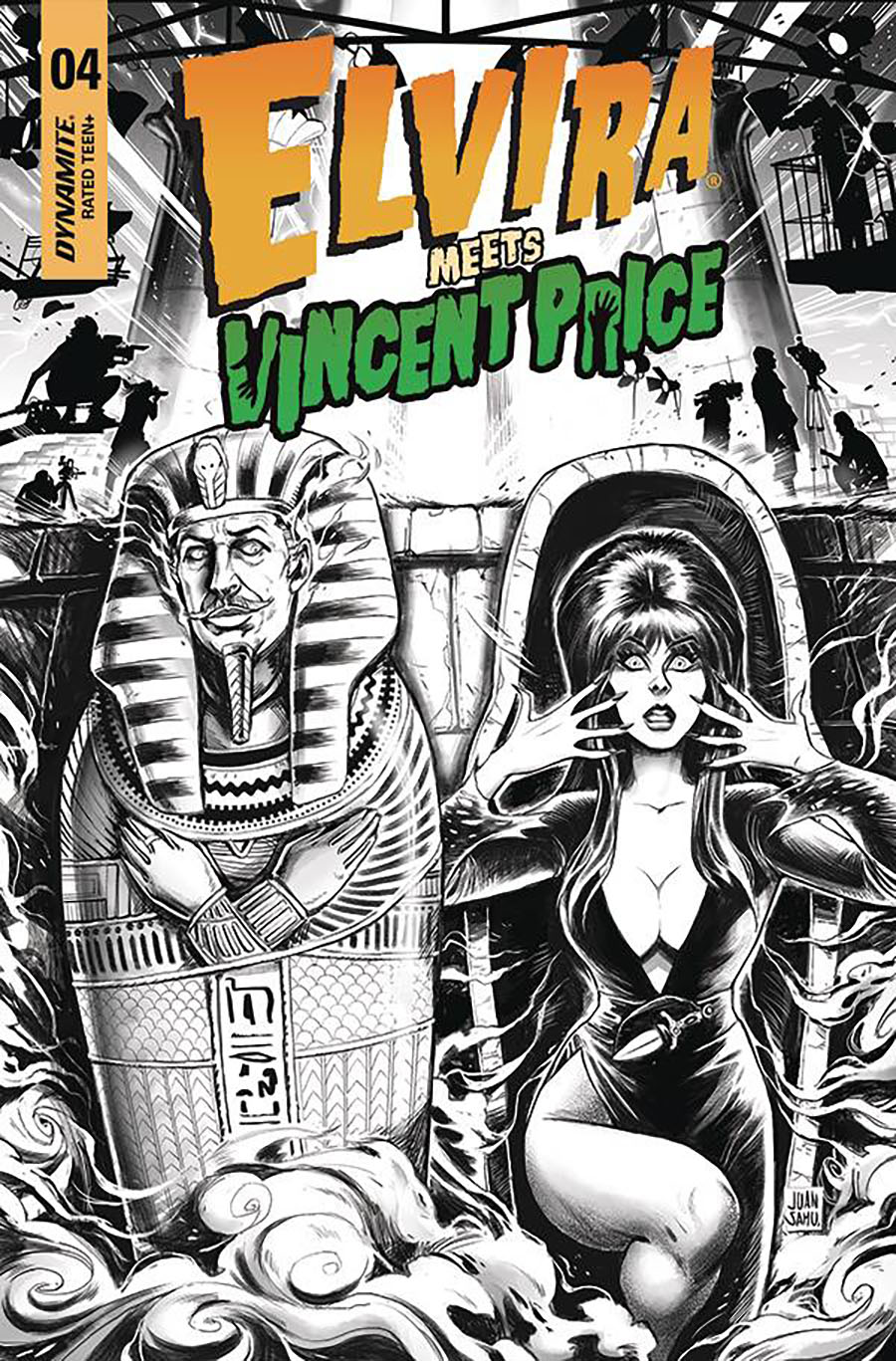 Elvira Meets Vincent Price #4 Cover F Incentive Juan Samu Black & White Line Art Cover