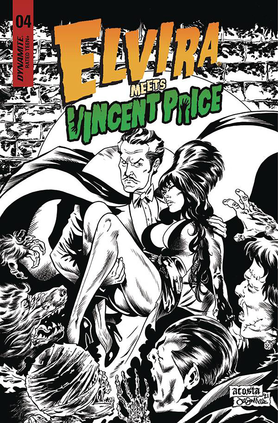 Elvira Meets Vincent Price #4 Cover G Incentive Dave Acosta Line Art Cover
