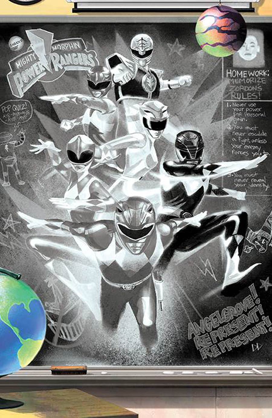 Mighty Morphin #13 Cover G Incentive Mike Del Mundo Reveal Chalk Variant Cover (The Eltarian War Part 1)