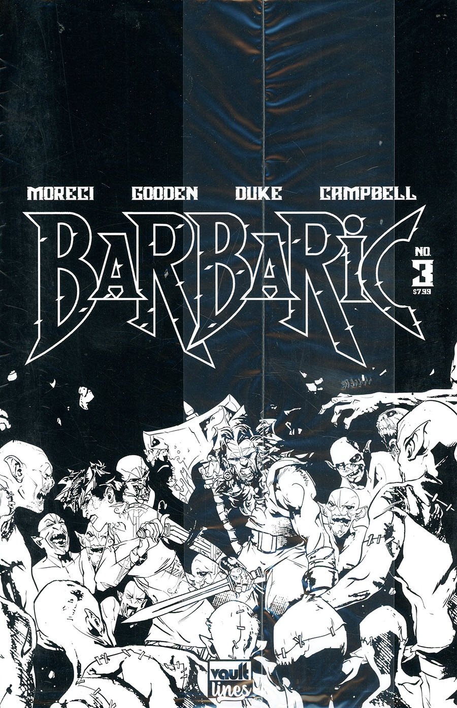 Barbaric Deluxe Black & White Edition #3 Cover B Variant Nathan Gooden Black Bag Cover With Polybag