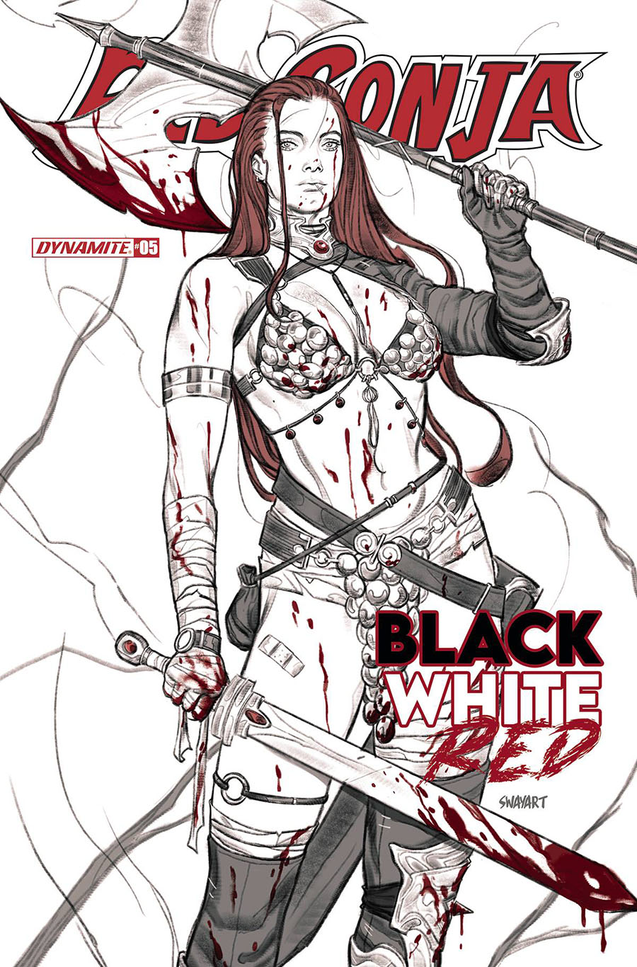 Red Sonja Black White Red #5 Cover B Variant Joshua Sway Swaby Cover