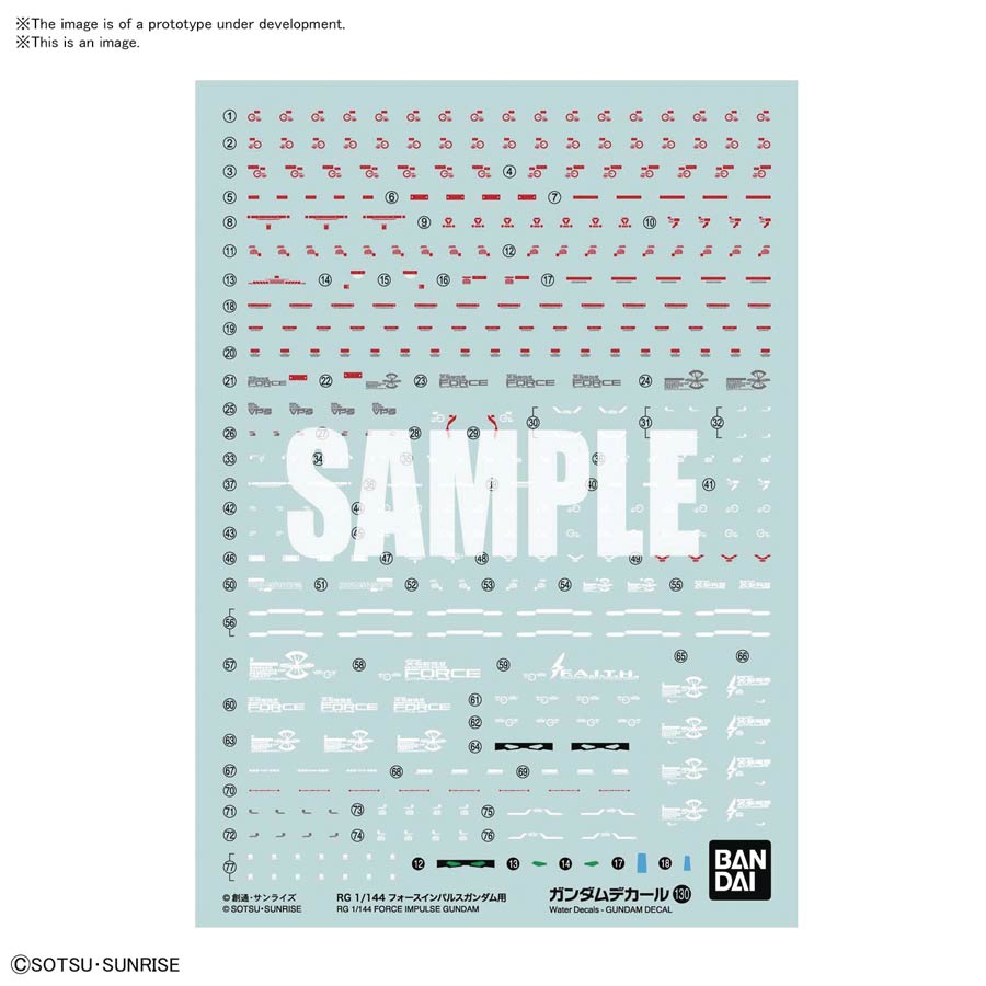 Gundam Decal #130 Real Grade 1/144 Force Impulse Gundam Decal Set