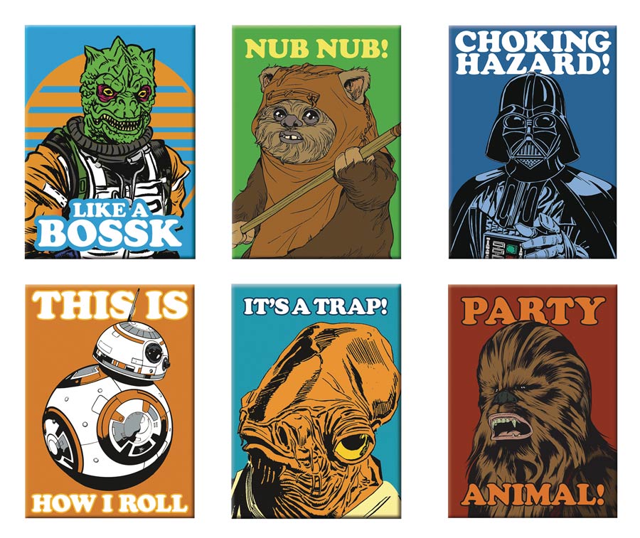 Star Wars Funny Flat Magnet 18-Piece Assortment Case
