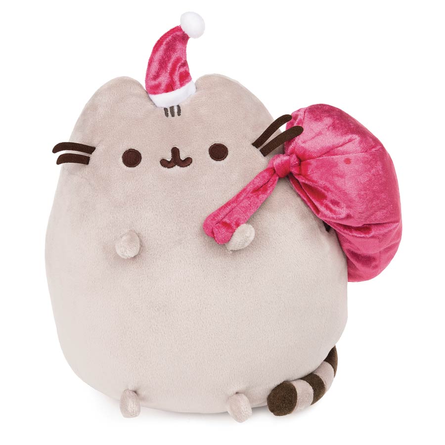 Gund Pusheen Santa Claws Holiday Gray And Pink 9.5-Inch Plush