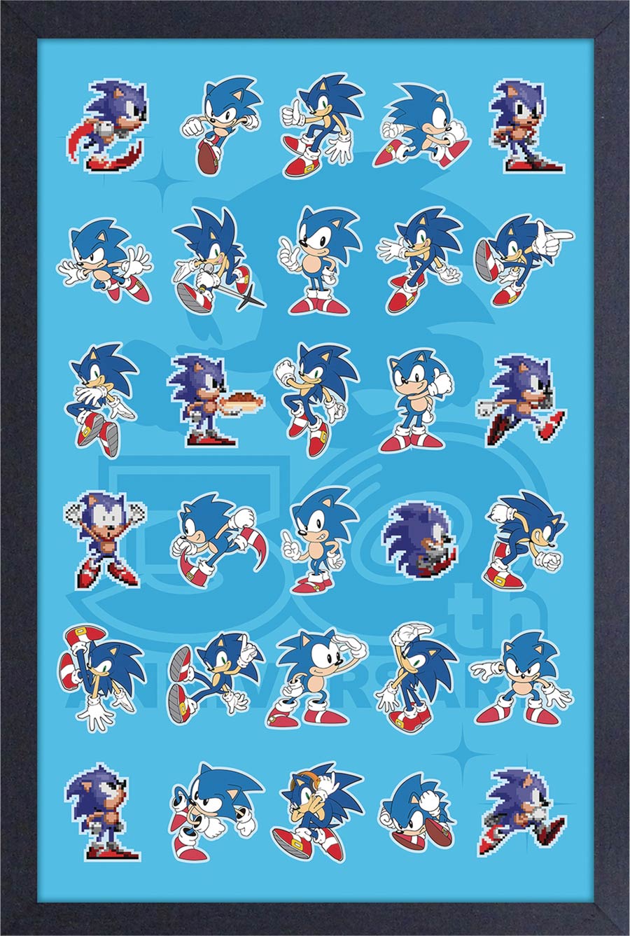 Sonic The Hedgehog 30th Anniversary 11x17 Framed Print - Sonic Through The Years