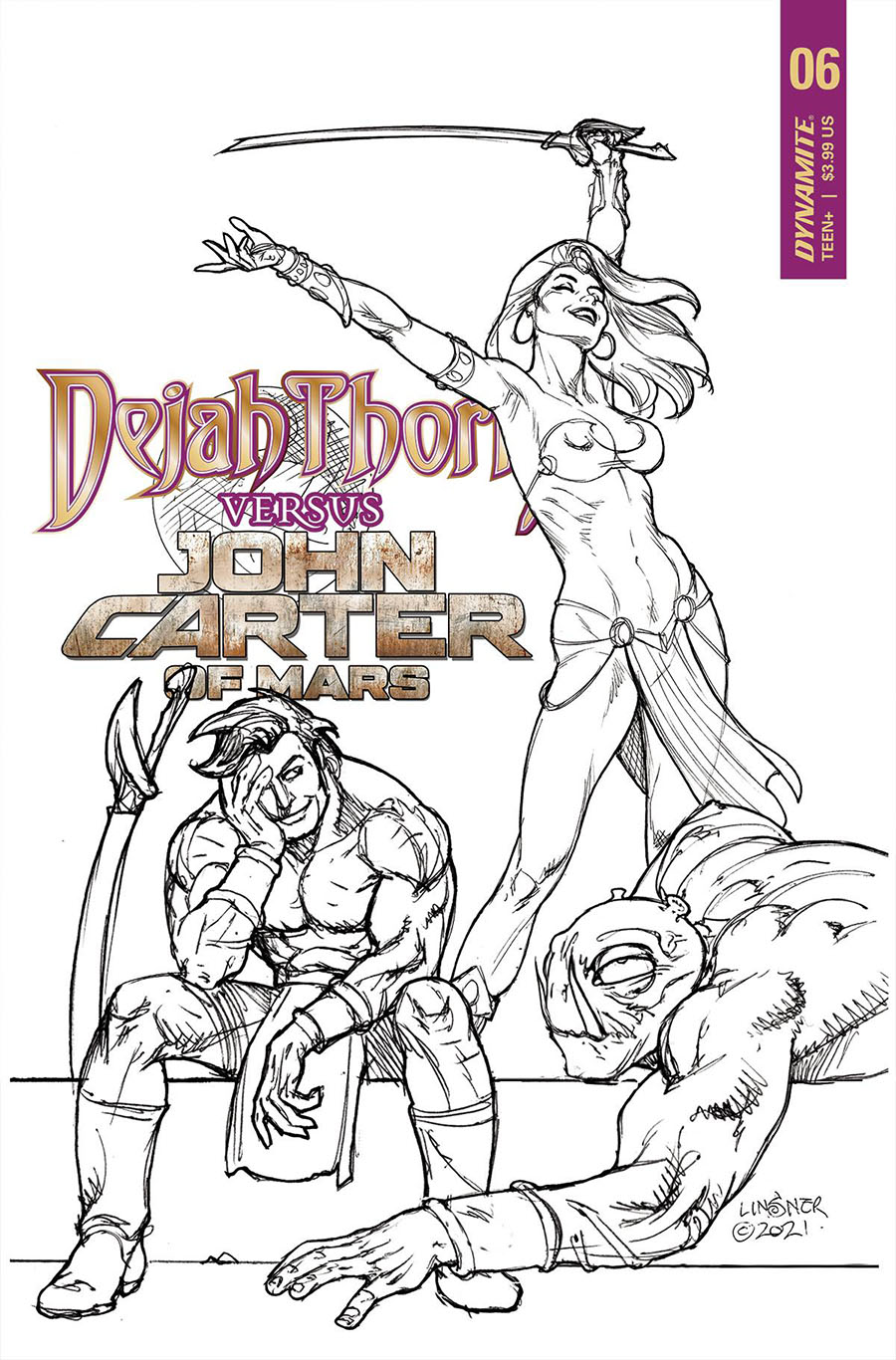 Dejah Thoris Versus John Carter Of Mars #6 Cover H Incentive Joseph Michael Linsner Black & White Cover