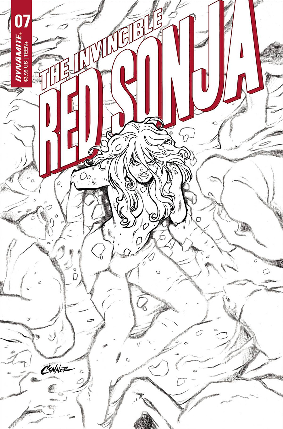 Invincible Red Sonja #7 Cover G Incentive Amanda Conner Black & White Cover