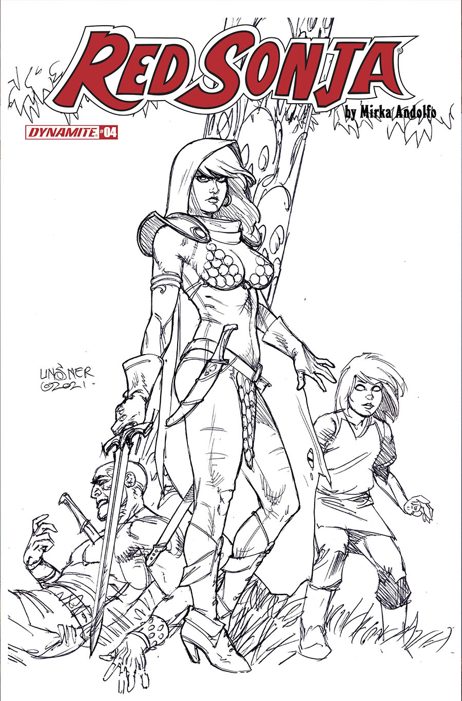 Red Sonja Vol 9 #4 Cover H Incentive Joseph Michael Linsner Black & White Cover