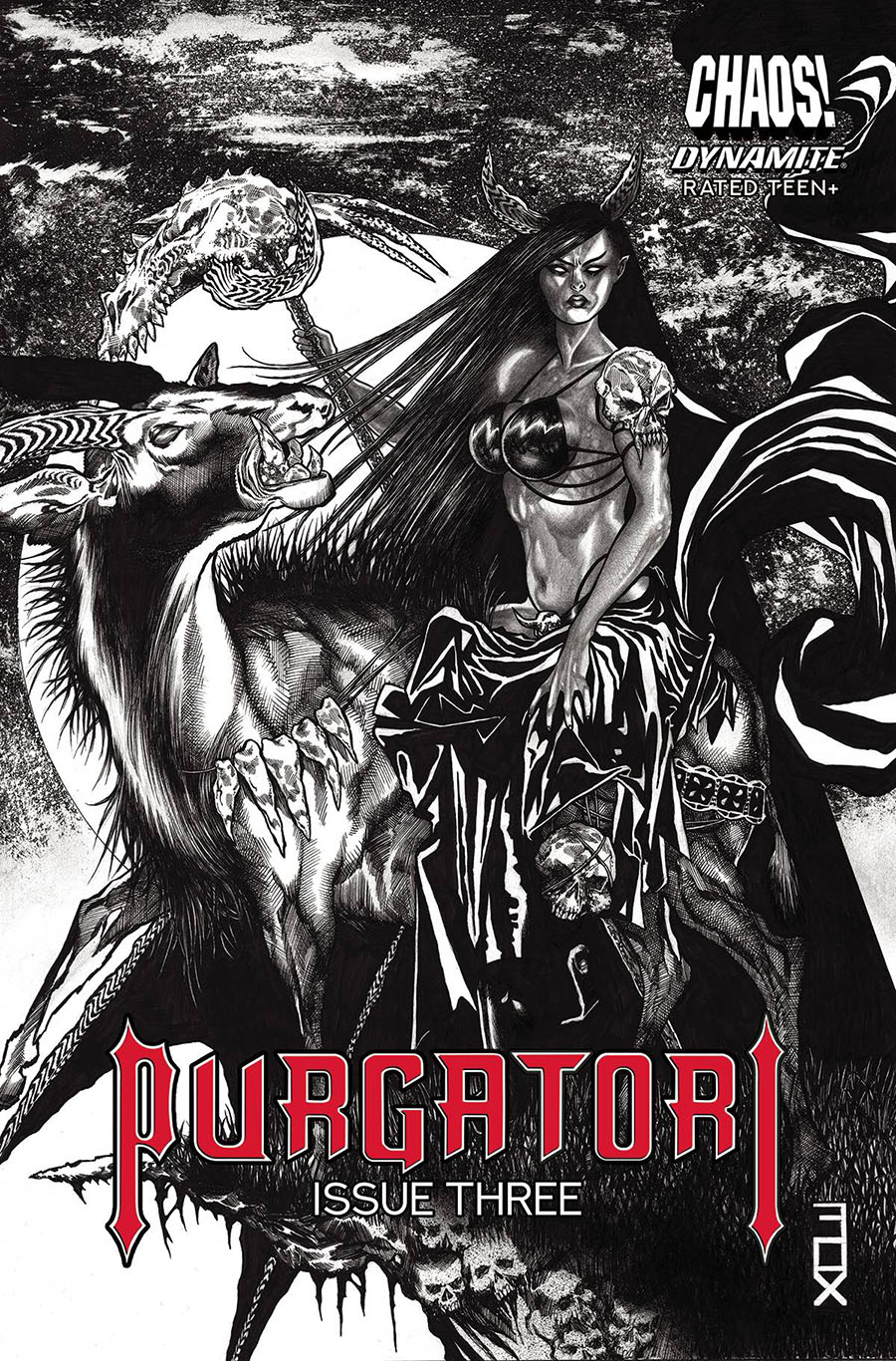 Purgatori Vol 4 #3 Cover F Incentive Russell Fox Black & White Cover