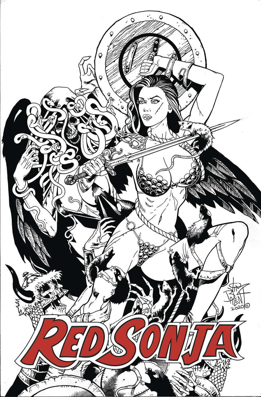 Jim Balents Classic Red Sonja #4 Reprint Line Art Cover