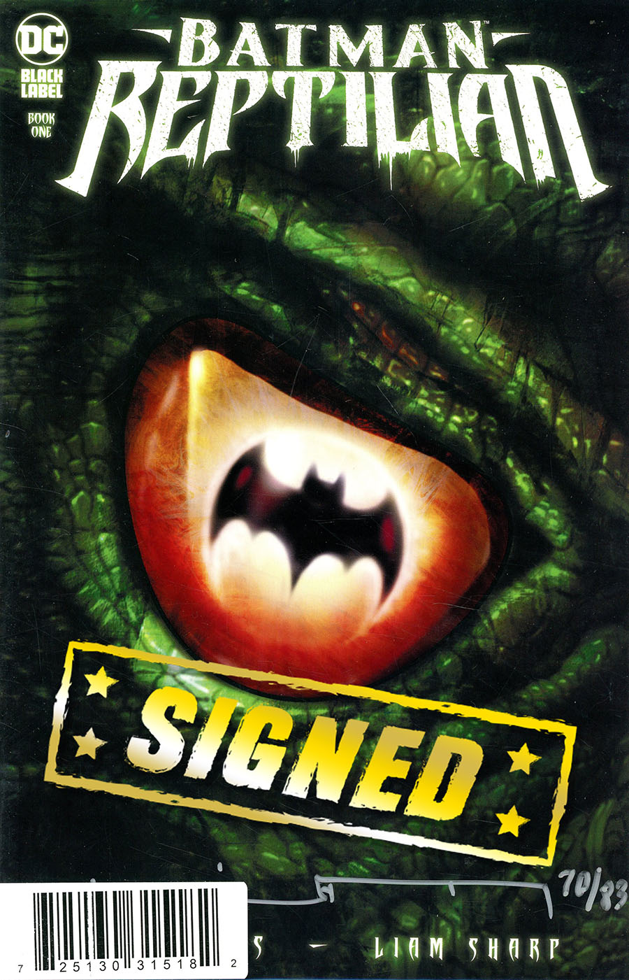 Batman Reptilian #1 Cover E DF Signed By Liam Sharp