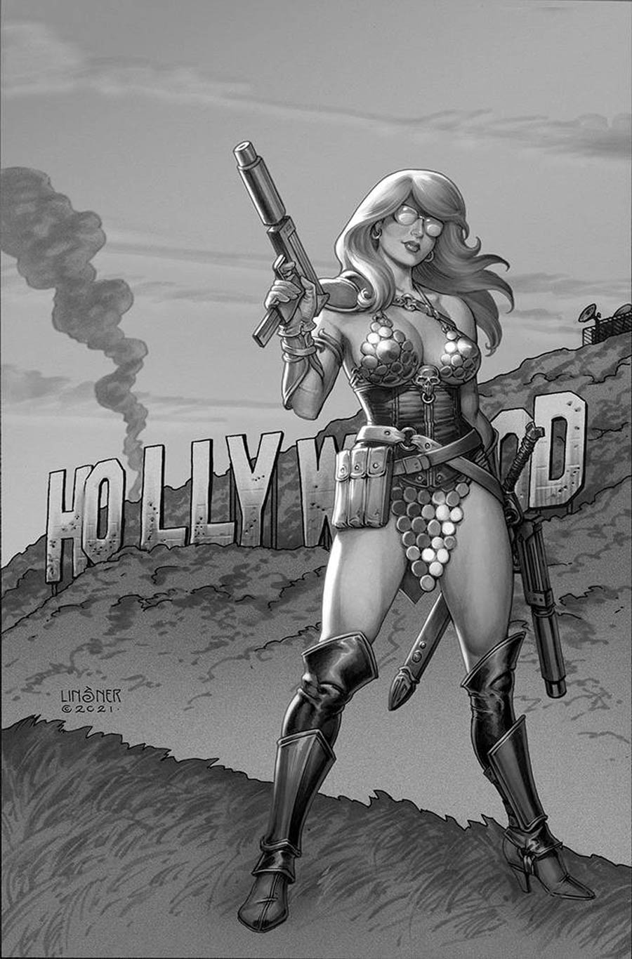 Sonjaversal #8 Cover N Variant Joseph Michael Linsner Grayscale Virgin Cover