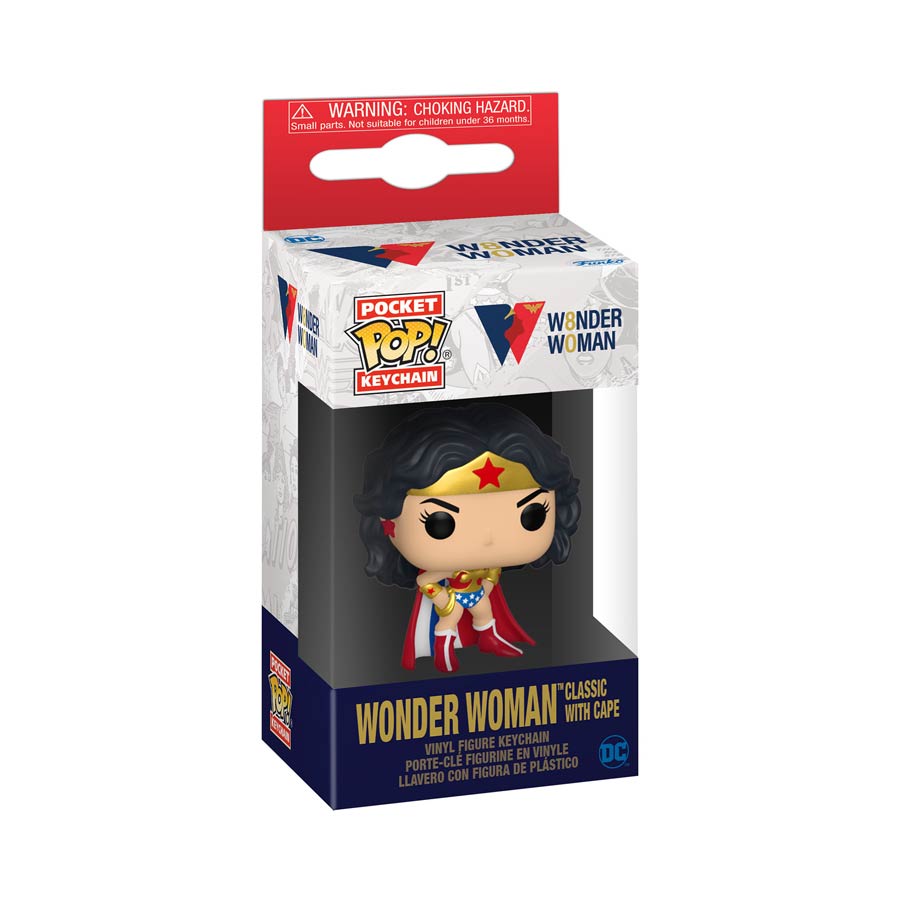 POP Keychain Wonder Woman 80th Anniversary Wonder Woman Classic With Cape Vinyl Pocket Keychain