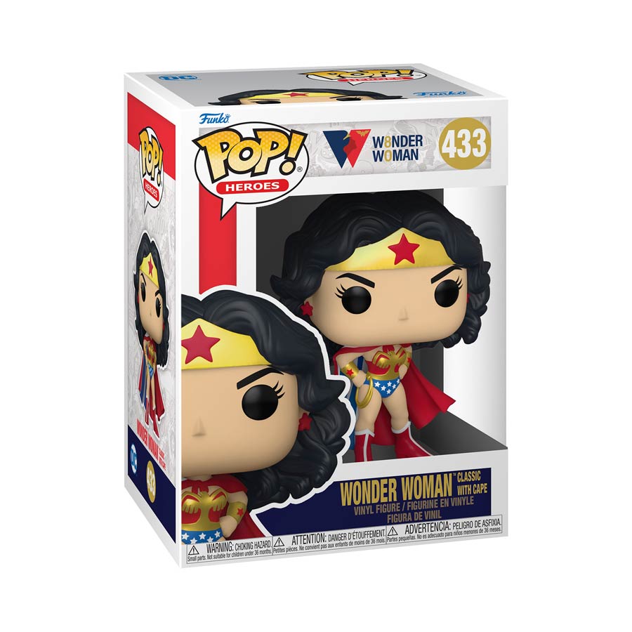 POP Heroes Wonder Woman 80th Anniversary Wonder Woman Classic With Cape Vinyl Figure