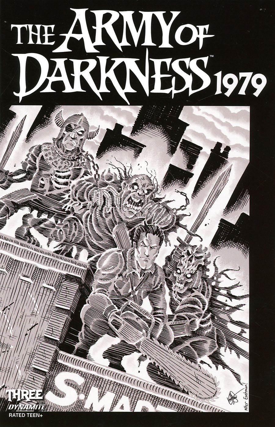 Army Of Darkness 1979 #3 Cover N Incentive Ken Haeser TMNT Homage Greyscale Cover