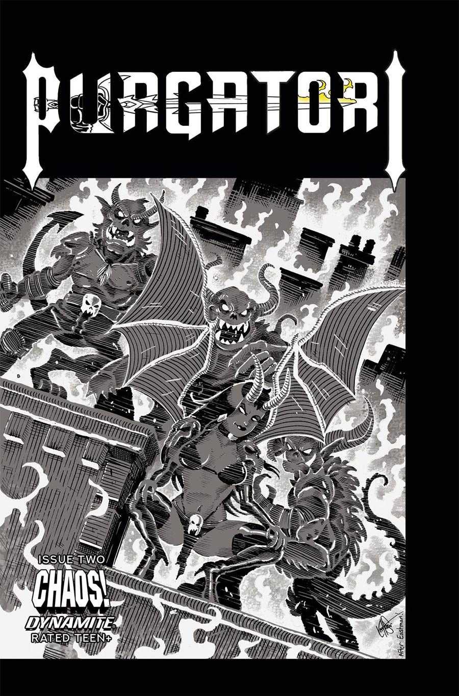 Purgatori Vol 4 #2 Cover N Incentive Ken Haeser TMNT Homage Greyscale Cover