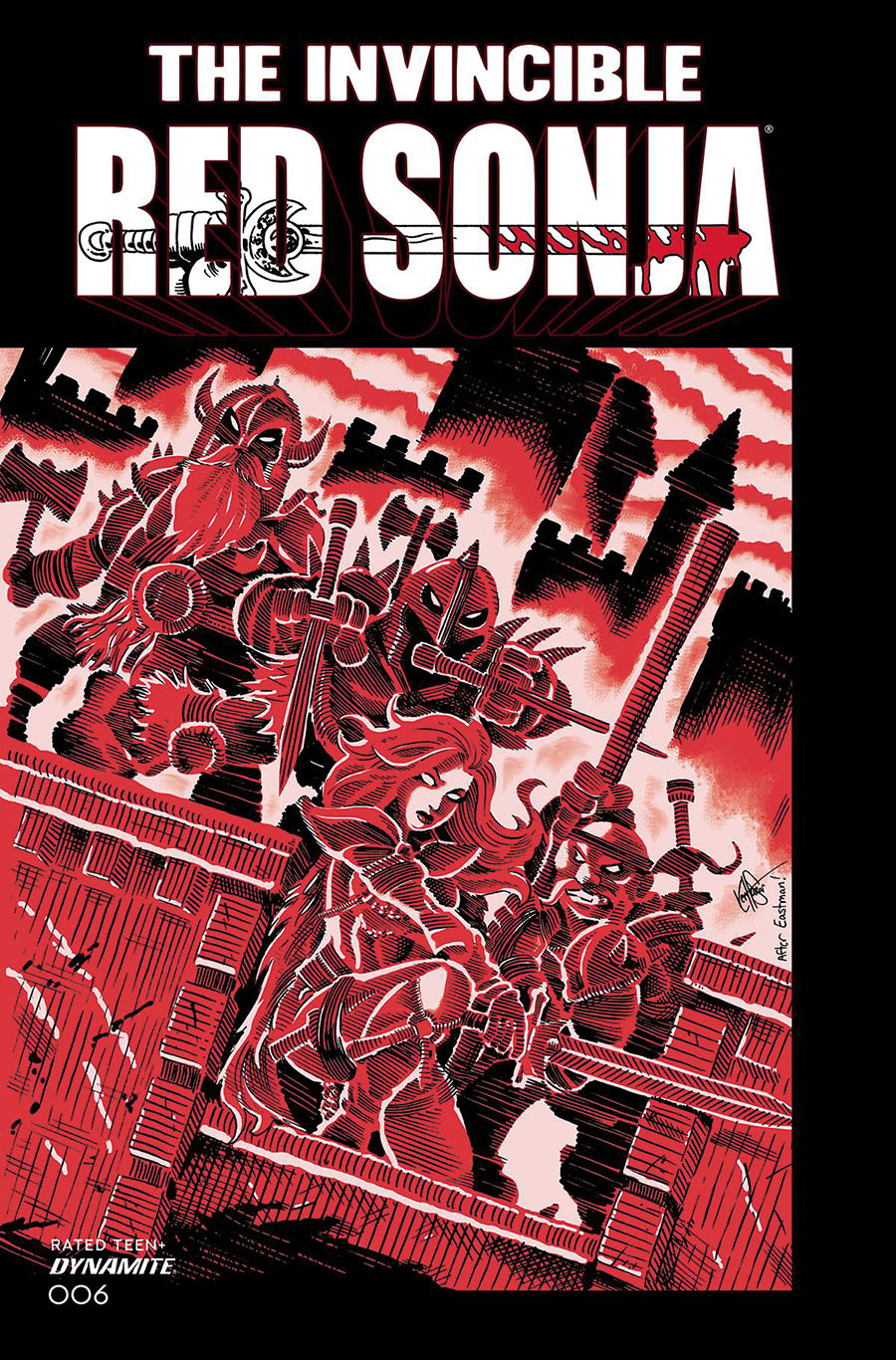 Invincible Red Sonja #6 Cover N Variant Ken Haeser TMNT Homage Cover