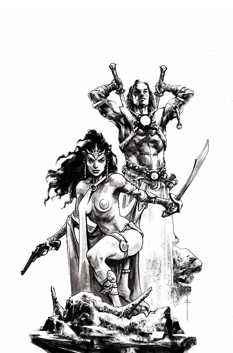 Dejah Thoris Versus John Carter Of Mars #4 Cover M Incentive Sebastian Fiumara Black & White Virgin Cover