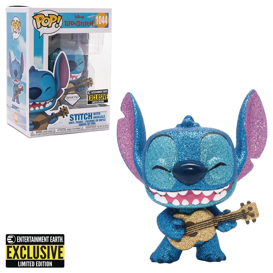 Disney POP Lilo And Stitch Stitch With Ukulele Diamond Glitter Vinyl Figure