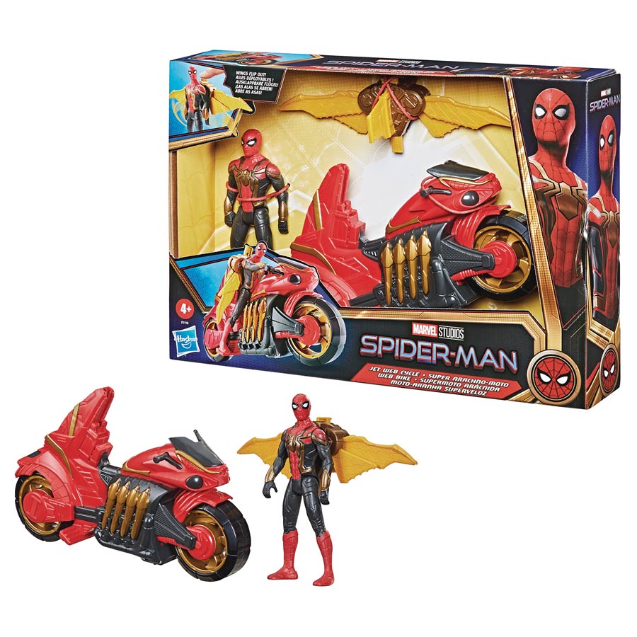 Spider-Man No Way Home Jet Web Cycle With 6-Inch Action Figure Case