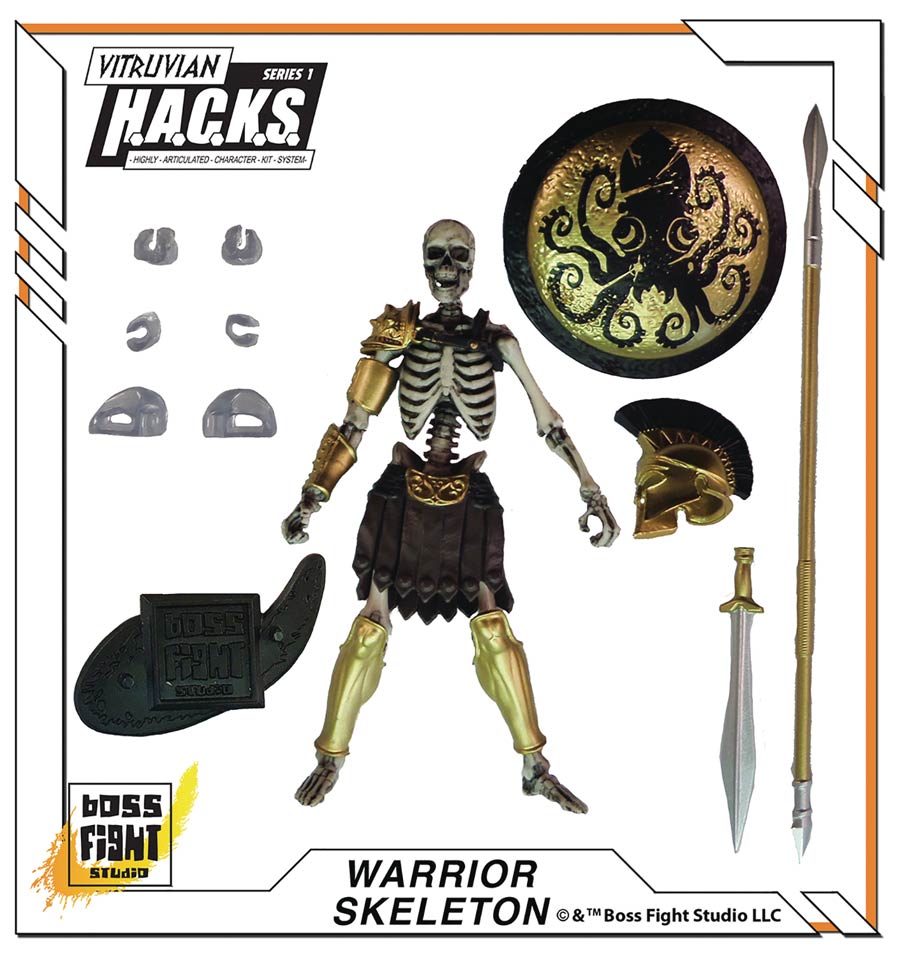 Vitruvian H.A.C.K.S. Customizer Series Skeleton Stone Gray Blank Action  Figure