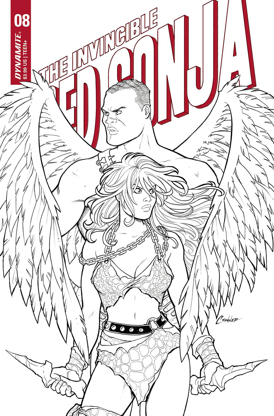 Invincible Red Sonja #8 Cover G Incentive Amanda Conner Black & White Cover