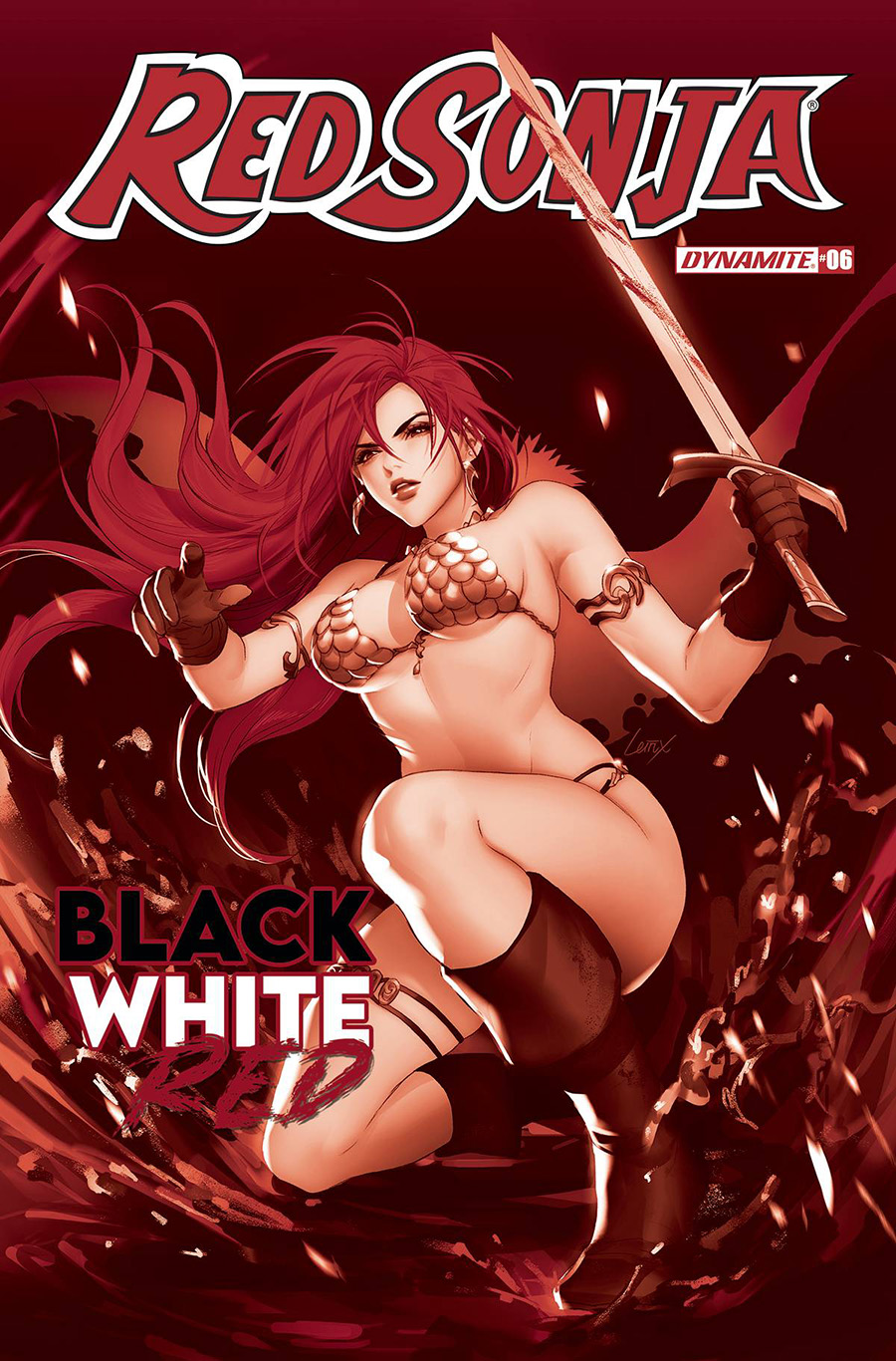 Red Sonja Black White Red #6 Cover E Incentive Lesley Leirix Li Tinted Line Art Cover