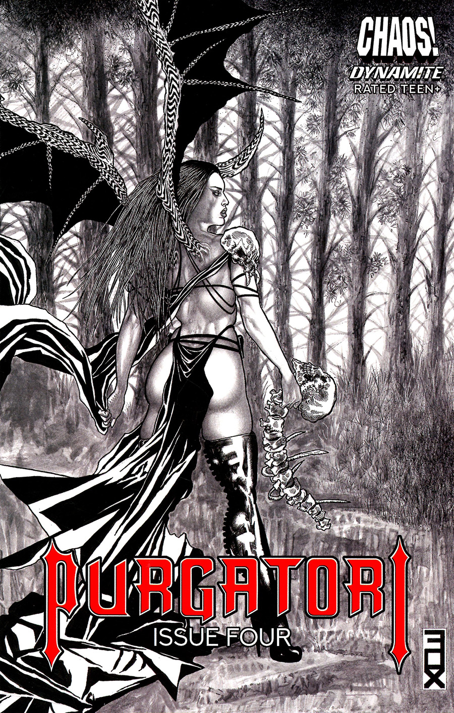 Purgatori Vol 4 #4 Cover F Incentive Russell Fox Black & White Cover