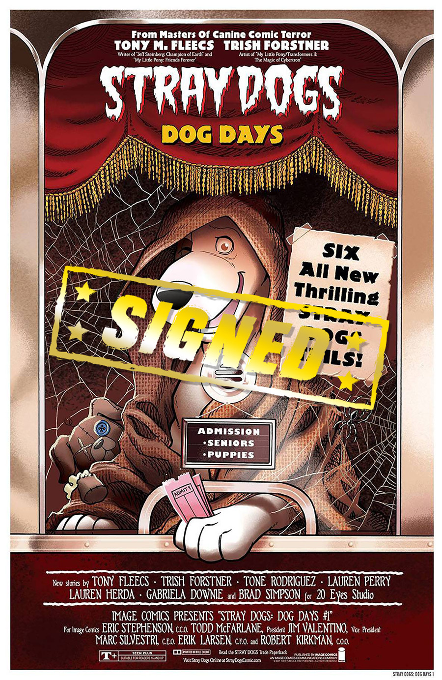 Stray Dogs Dog Days #1 Cover F DF Variant Trish Forstner & Tony Fleecs Horror Movie Cover Signed By Tony Fleecs