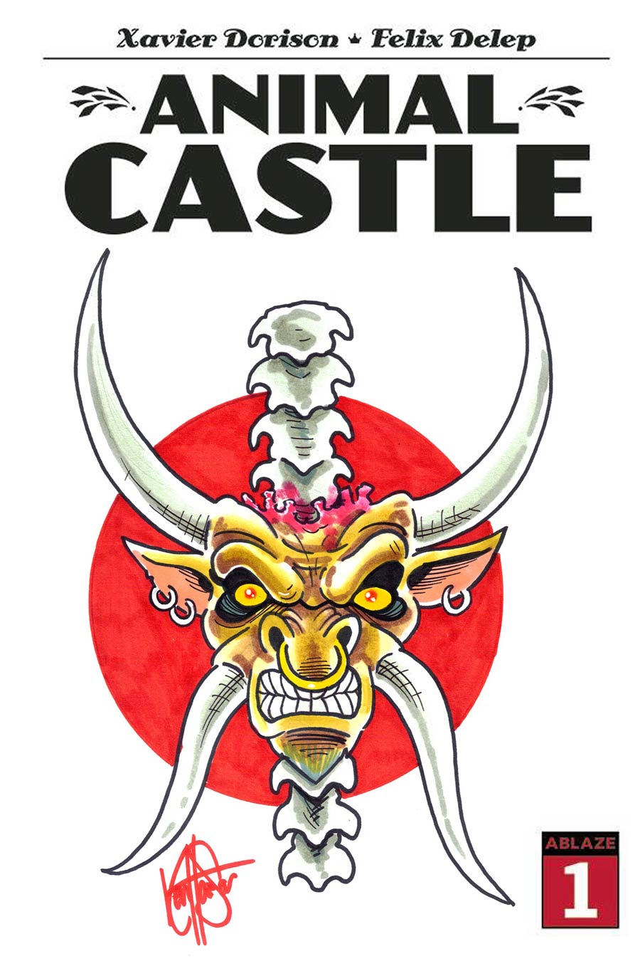 Animal Castle #1 Cover H DF Signed & Remarked By Ken Haeser With A Metal Homage Hand-Drawn Sketch