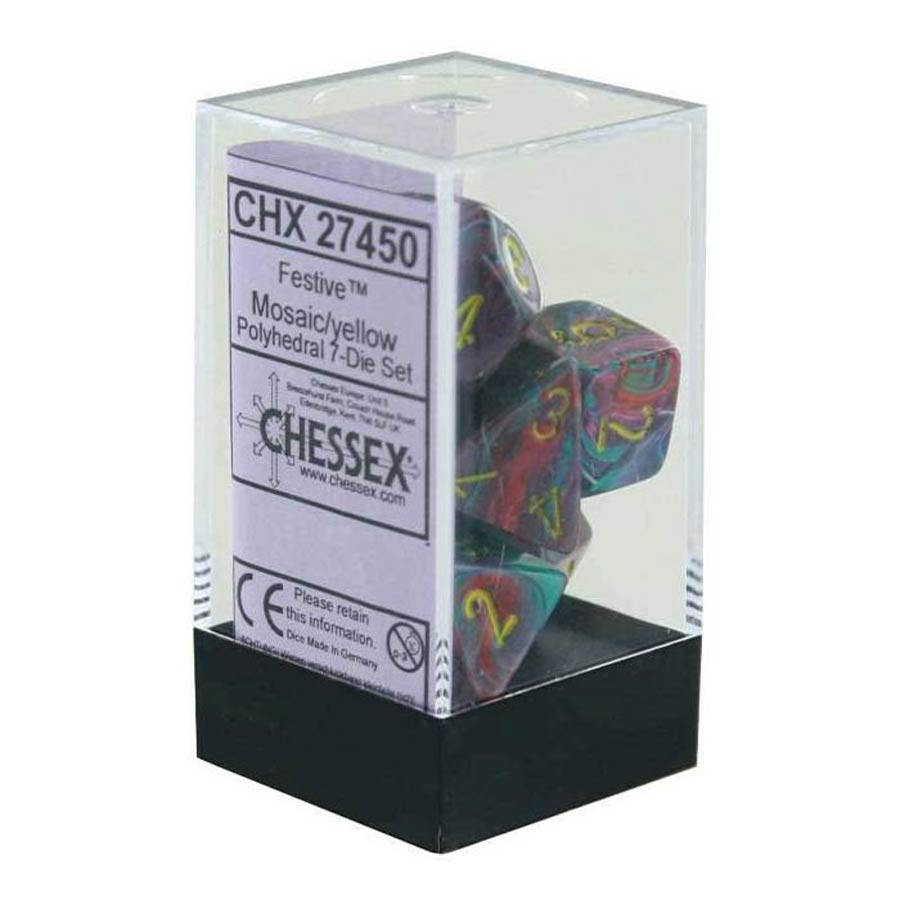 Festive Mini-Polyhedral Mosaic/Yellow 7-Die set