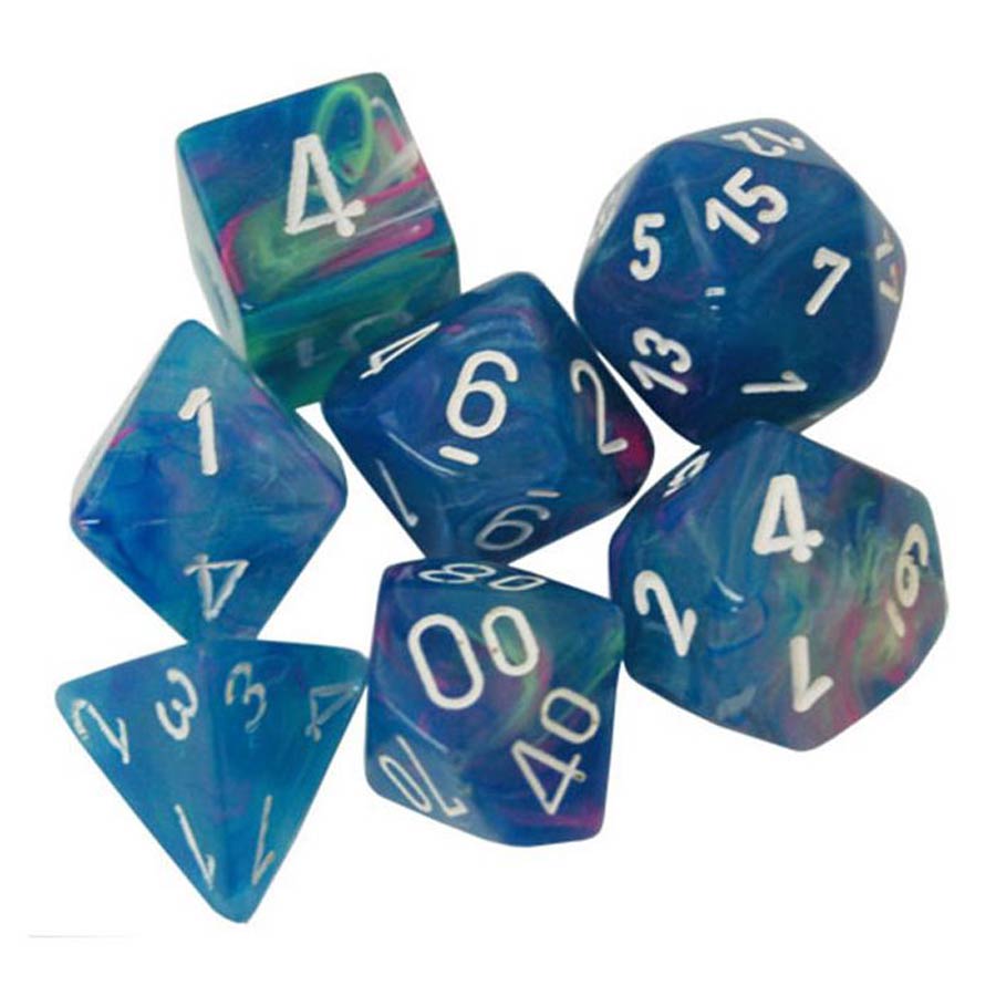 Festive Mini-Polyhedral Waterlily/White 7-Die Set