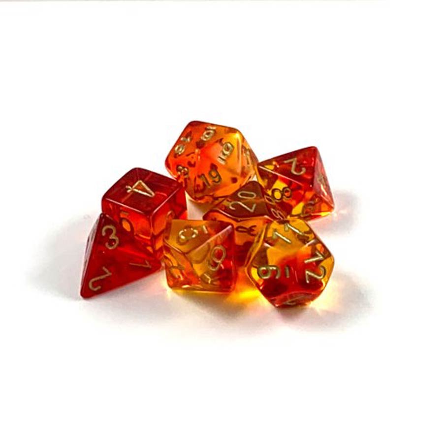 Gemini Polyhedral Translucent Red-Yellow/Gold 7-Die Set