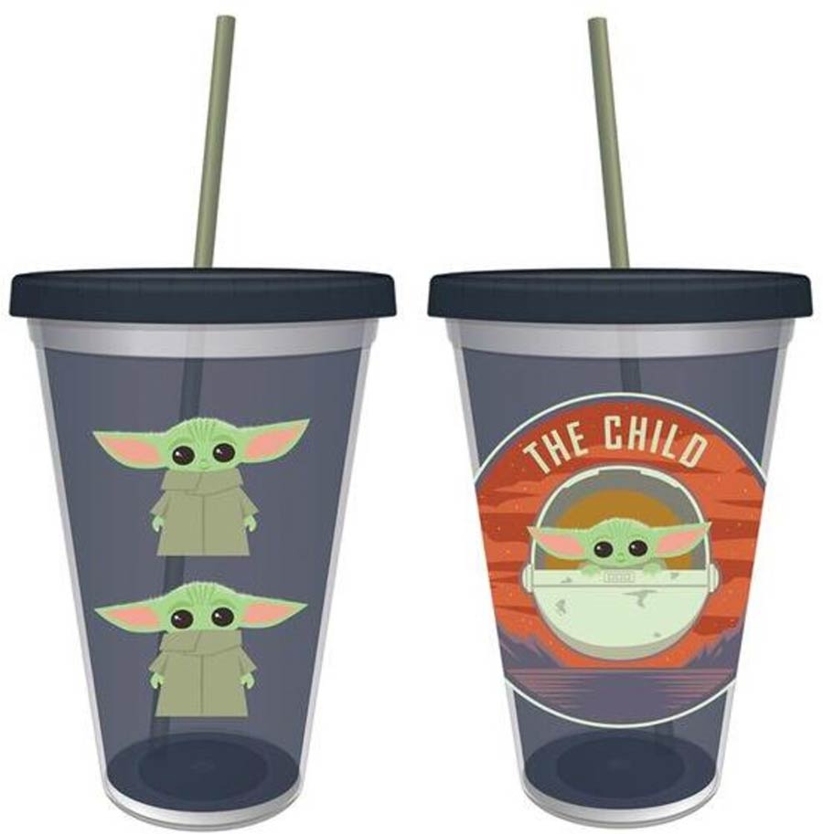 Star Wars The Mandalorian Grogu 16-Ounce Flip Straw Acrylic Cup